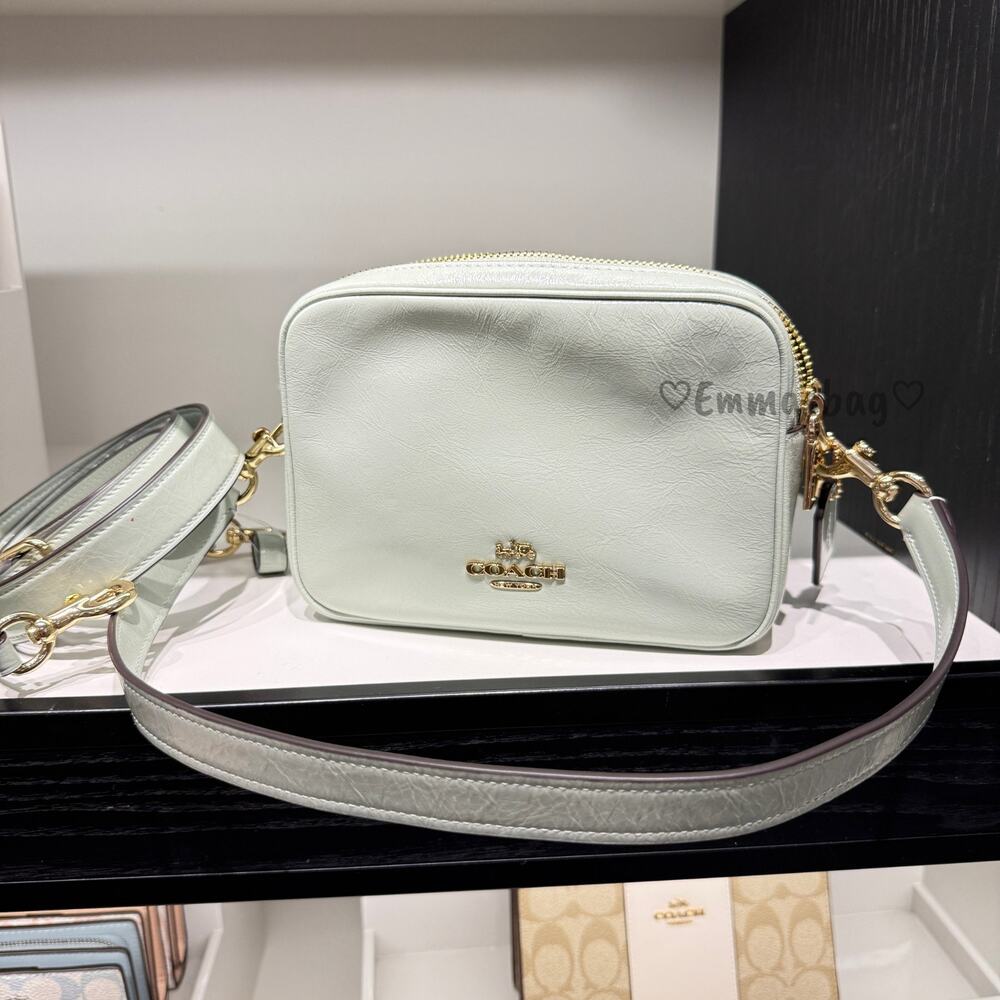 Coach Mini Carey Crossbody Bag CEK70 glazed leather/Gold/Light Pistachio